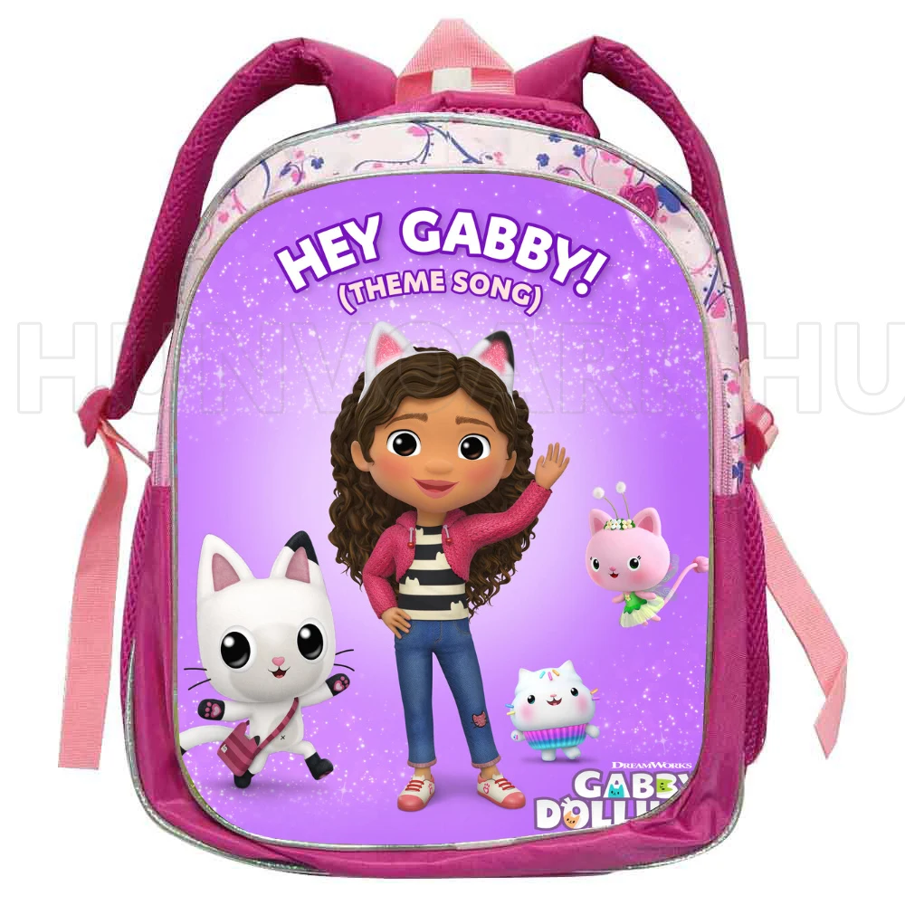 Pink Gabby\'s Doll house Backpack 12inch Kids School Bags Kindergarten Backpack for Boys Girls Baby School Bags 3-4-6 Years