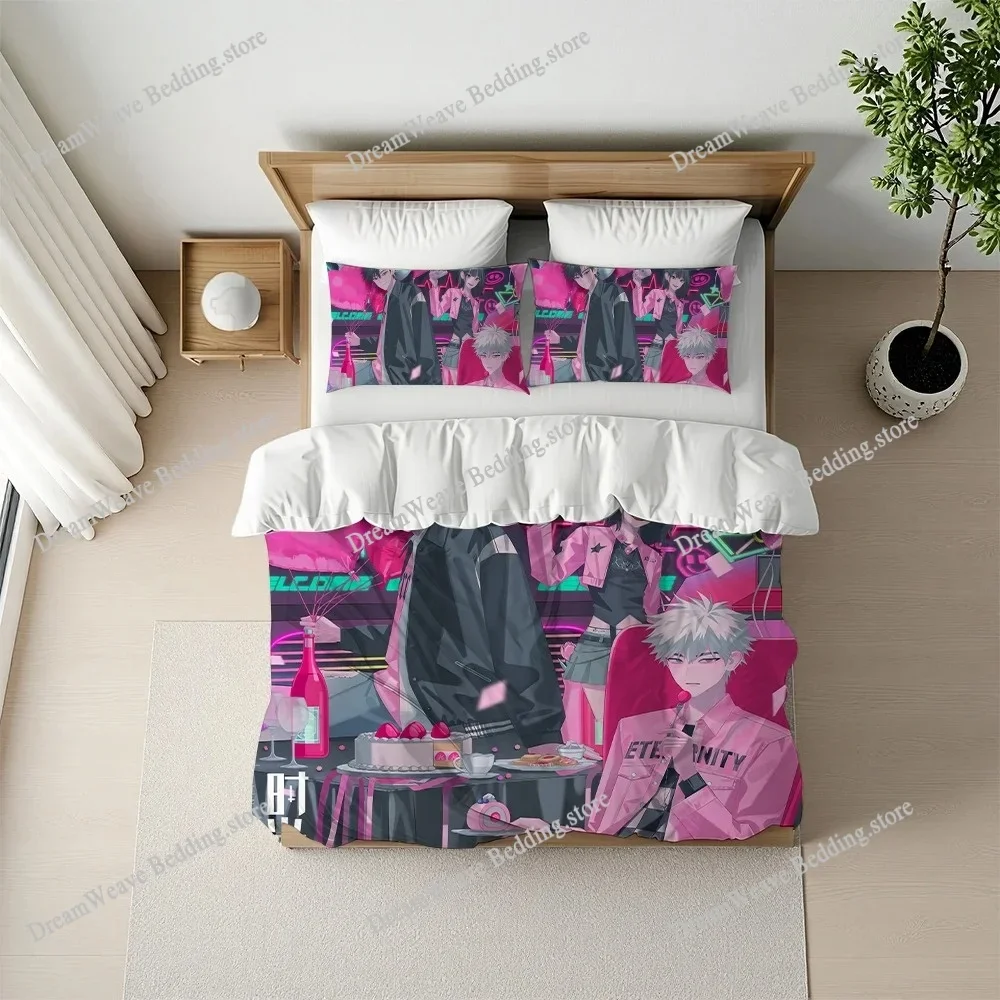 Cartoon Link Click Duvet Cover Set Home Style Bedding Soft Laundry Cotton Bed Student Dormitory Gift