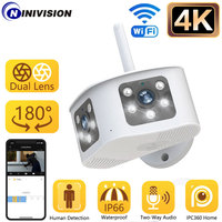 8MP 4K 180° Ultra Wide View Angle Panoramic WIFI Dual Lens 4MP IP Camera Outdoor Color Motion Detection Home Security Camera
