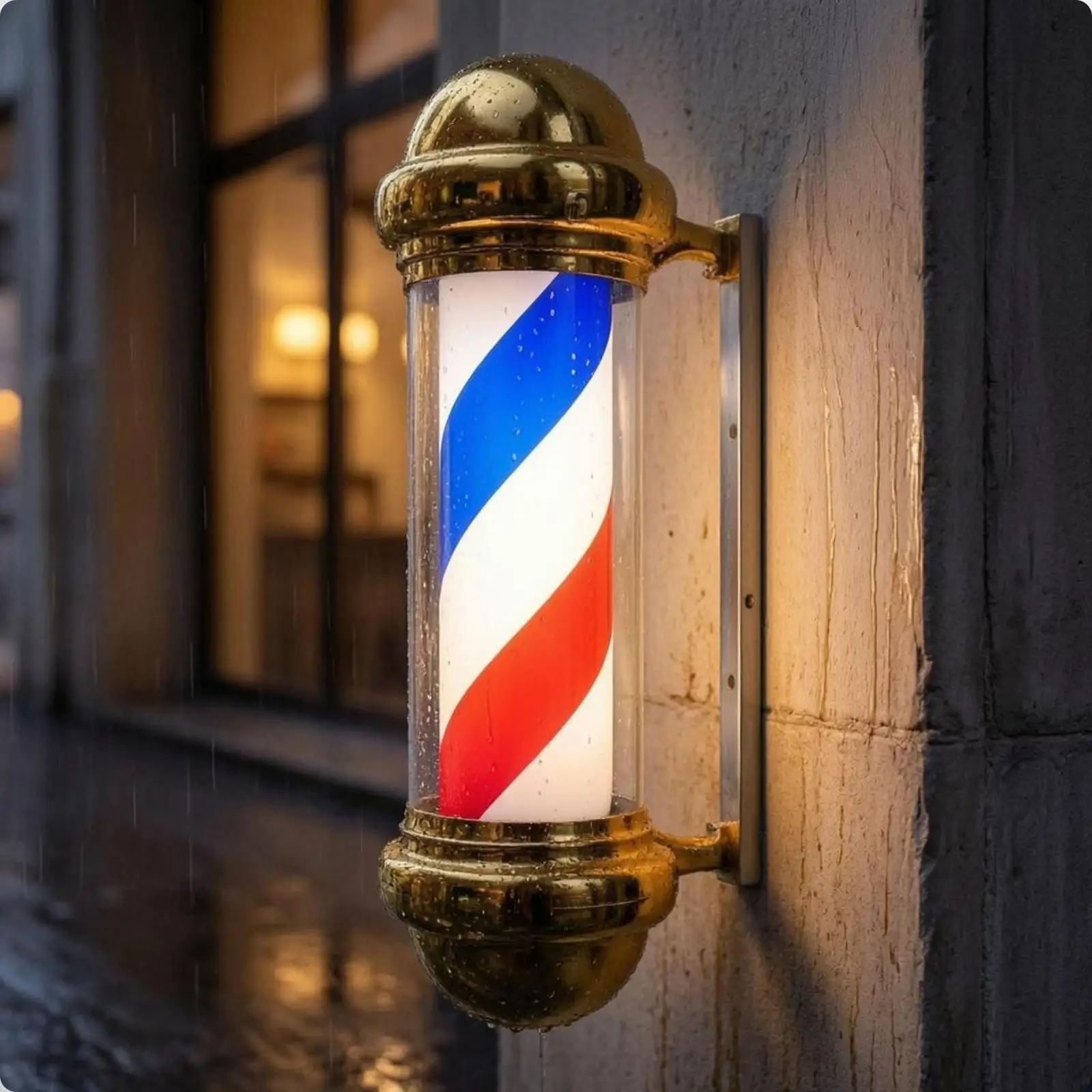 Wall-Attached Barber Pole Red Barber Shop Pole Lamp Spiral Stripes Barbershop Sign Light
