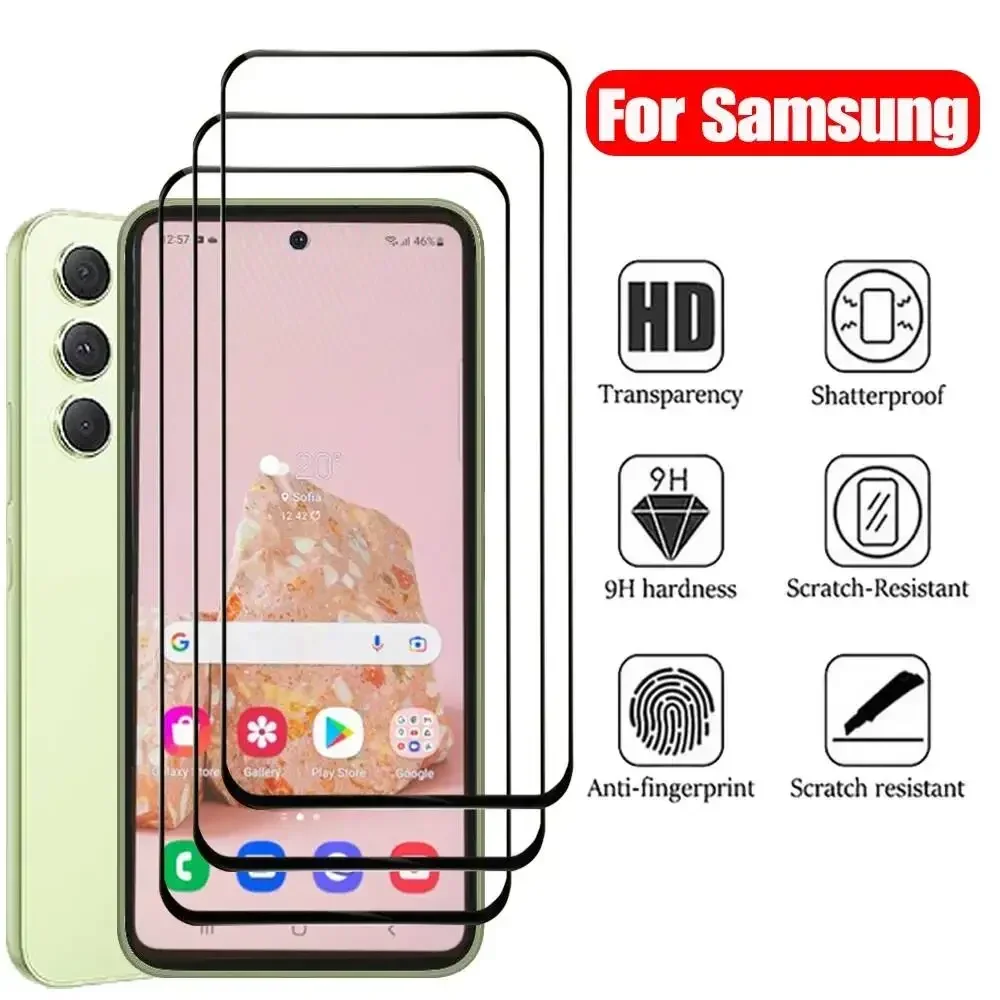 3PCS Full Cover Protective Film For Samsung Galaxy A57 A56 A55 A54 A53 A52 A51 A17 A16 A15 Tempered Glass Front Screen Protector