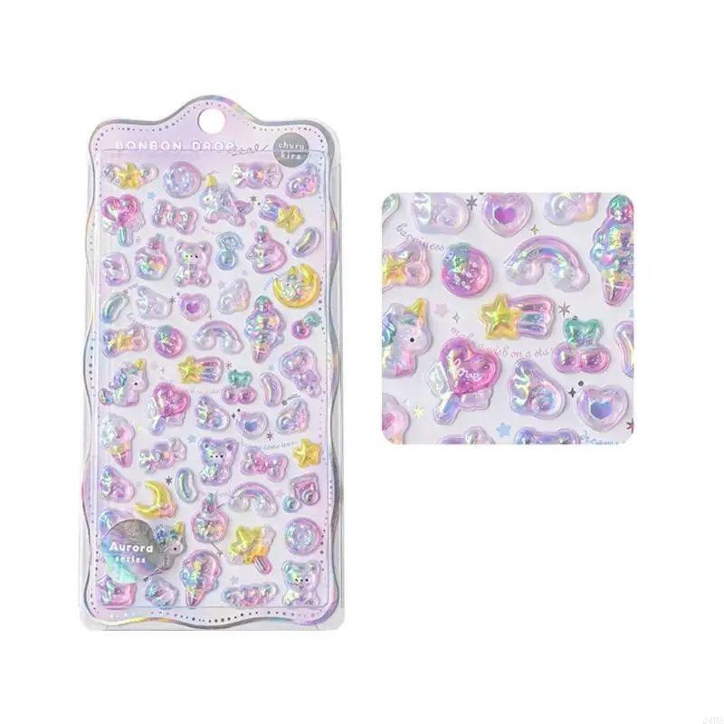 Relief Sticker Scrapbooking Creative Candy Drop Diy Diary Stapler Sticker Dekorationen Süßes ästhetischer Aufkleber Set 24BB