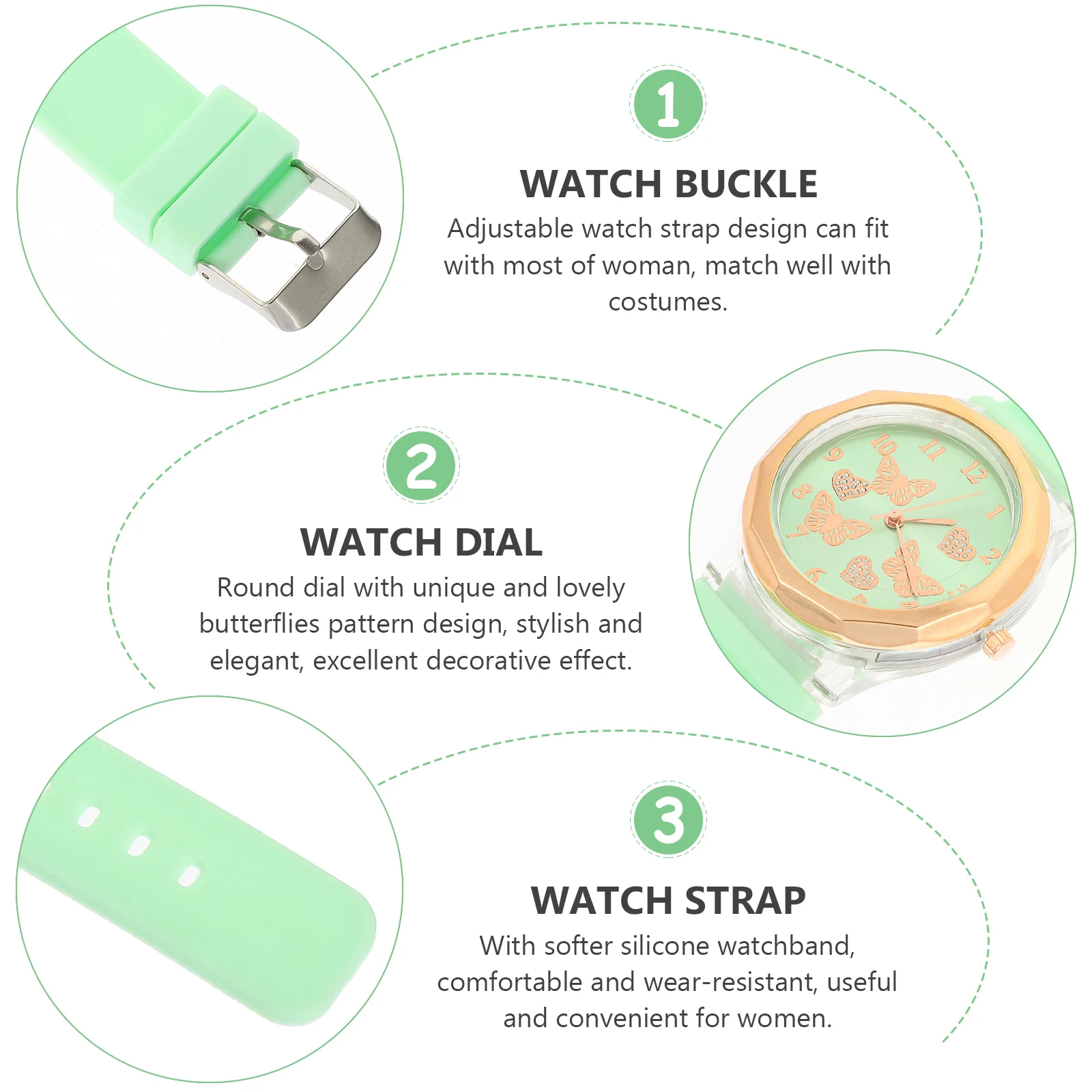 

Модные женские часы с бабочками, женские наручные часы, силиконовый ремешок, удобный износостойкий точный механизм, элегантный круглый циферблат