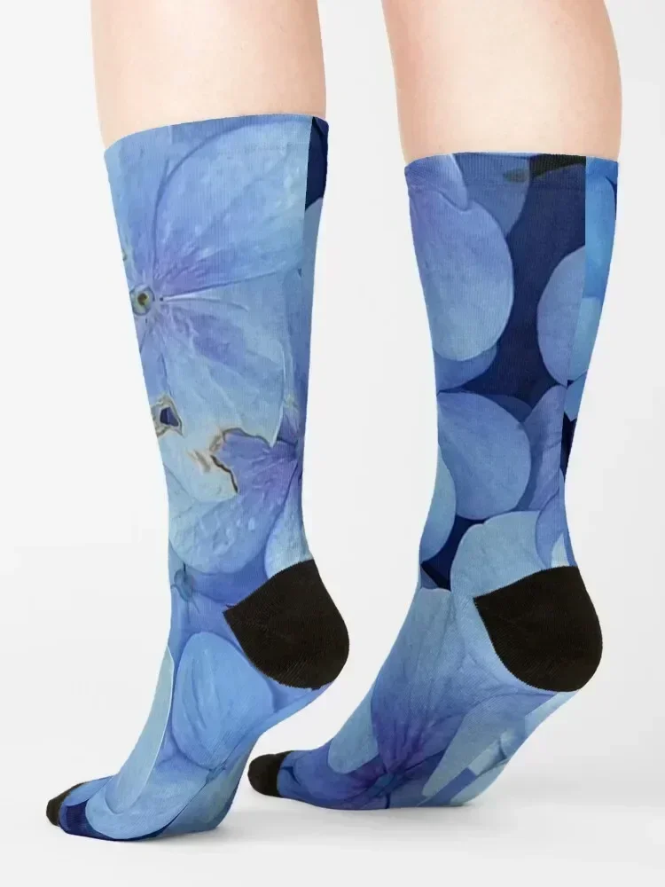 جوارب زرقاء على شكل زهور لركوب الدراجات، جوارب شتوية للرجال والنساء