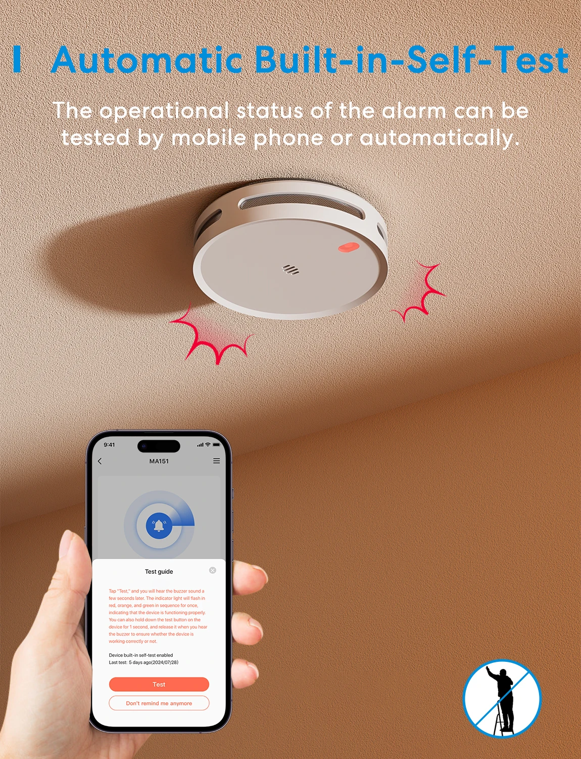 Meross WLAN-Smart-Rauchmelder MA151 mit integriertem 10-Jahres-Akku, Alarmsensor, kompatibel mit Matter, Alexa, SmartThings – Detail 8