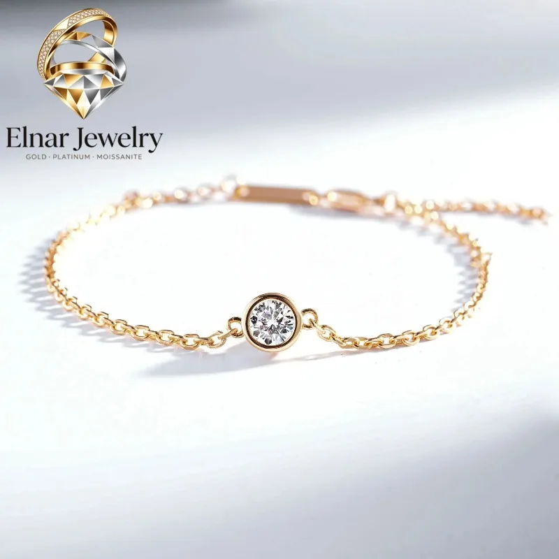Elnar Jewelry Luxury 100% Real 18k Gold Women's Bubble Diamond Bracelet Rose Gold Bracelet