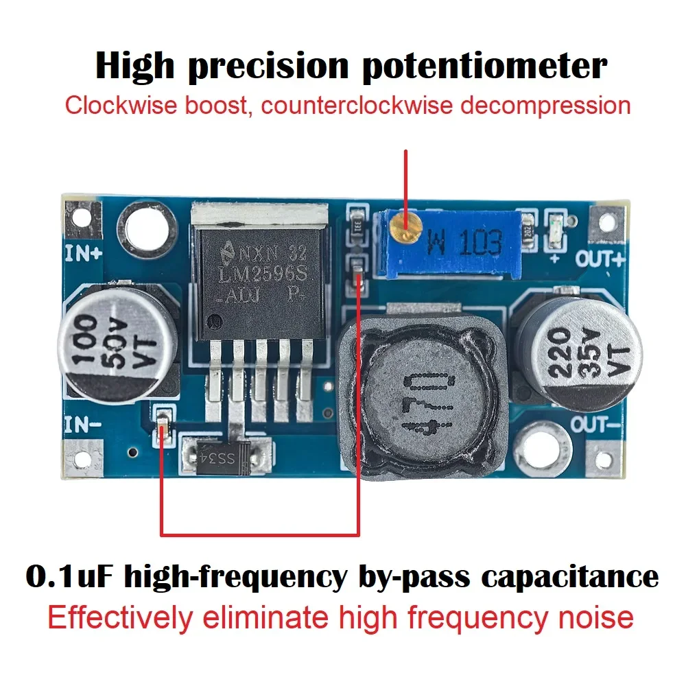 LM2596S DC-DC Step-down Power Supply Module 3.2V-46V 3A Adjustable Converter Module Voltage Regulator 3V 5V 12V 24V for arduino