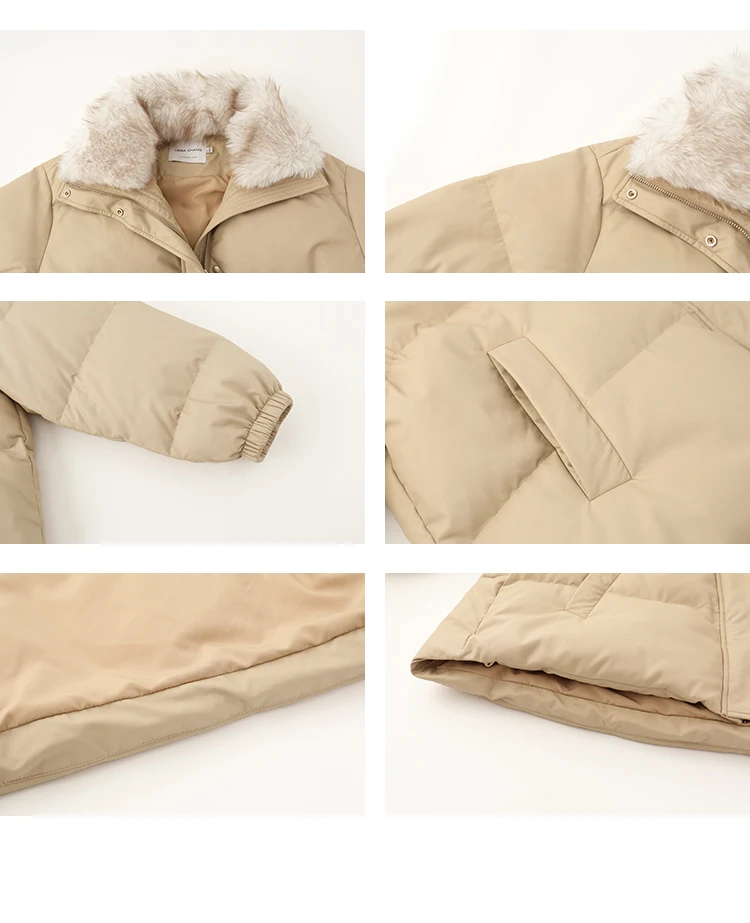 Vega Chang Nuovo stile invernale Collo in pelliccia grande Comodo piumino in cotone da donna in velluto stile coreano