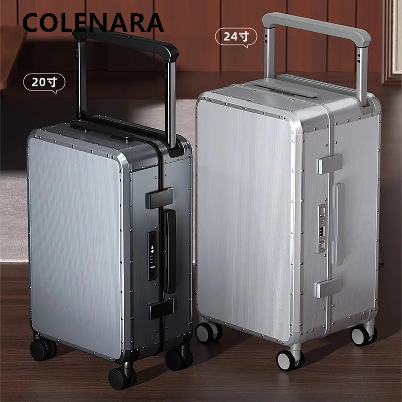 COLENARA 20Inch Rolling Suitcase All Aluminum Magnesium Alloy Boarding Box 24