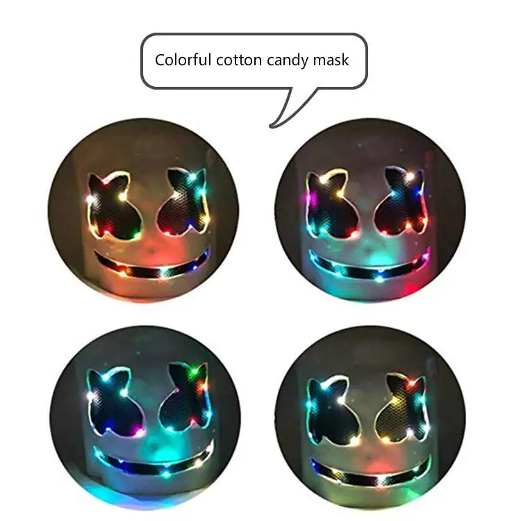 DJ LED Luminous Masks Helmet Mask Cosplay Prop DJ Halloween Party Luminous DJ Marshmallow Mask Halloween Party Cosplay