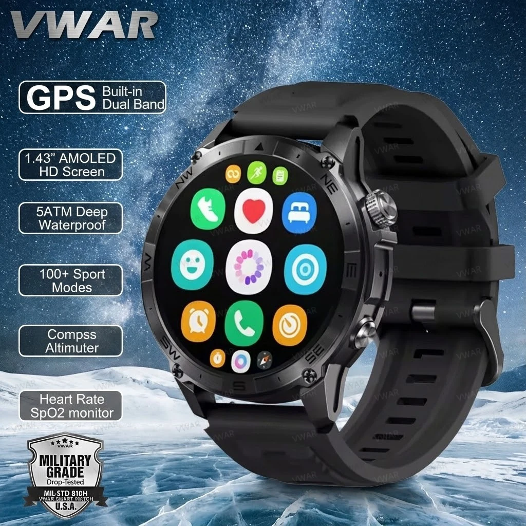 

T-Rex ультра профессиональные спортивные умные часы с GPS, мужские встроенные двухдиапазонные часы GNSS, компас, военные уличные умные часы для мужчин, новинка 2026 г.