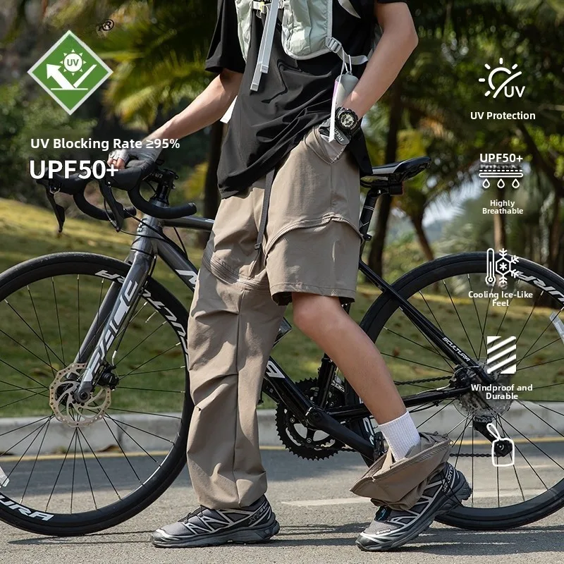 

Outdoor Two-Way Wear Men's Summer Thin Qui Dry American High Street Functional Straight Loose Workwear orts Casual Pants