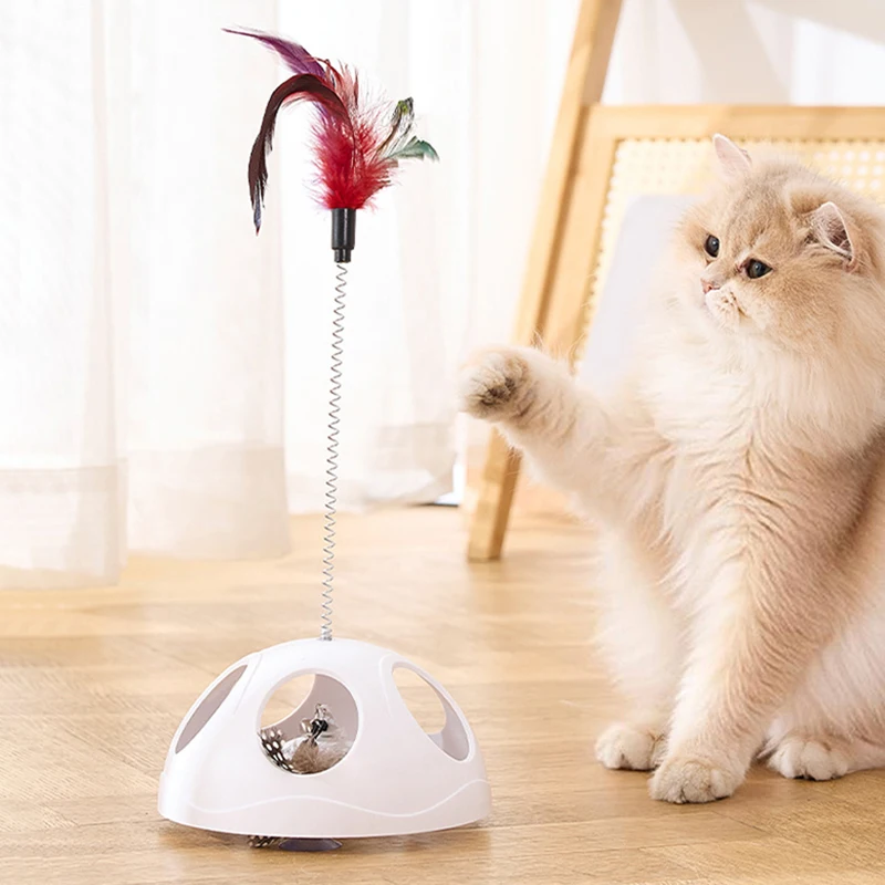 

Interactive Spring Feather Cat Toy with Suction Cup Non-slip Detachable Training Exercise Hunting Teaser Wand Playful Kittens