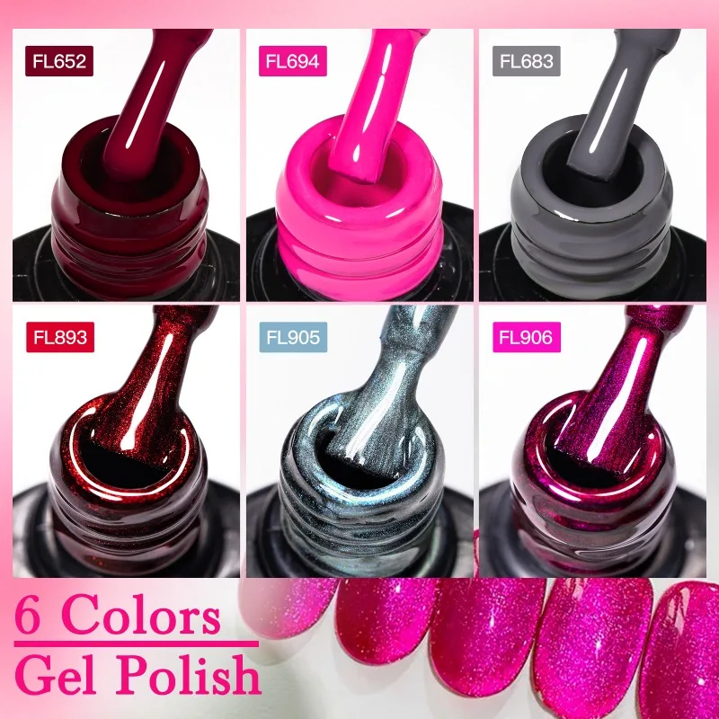 7個入り 10ml マグネットジェル＆カラージェルネイルポリッシュセット マグネットロッド付き セミパーマネント ソークオフ UV/LEDジェルネイル DIYネイルアート