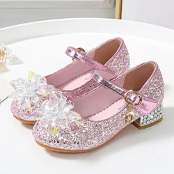 Scarpe per bambini con fiori Scarpe da principessa da spiaggia per bambini Scarpe da festa di nozze glitterate Infantil Chaussure Enfant