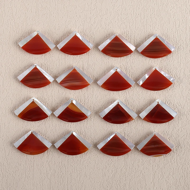 B&F Red Agate and Mother of Pearl , Handmade Natural stones beads, Polished Stones for jewelry Making Supplies