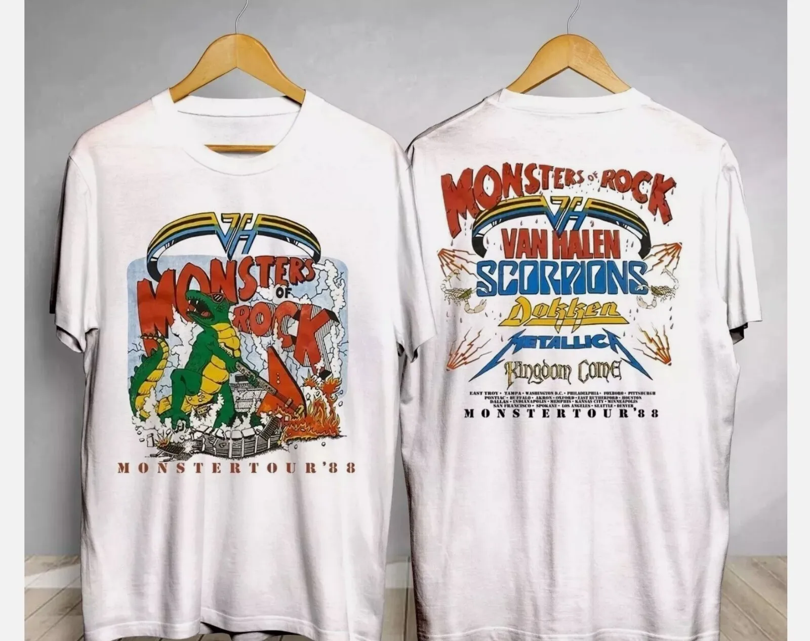 Vintage Monsters of Rock Tour 1988 T-Shirt Tour Halen Van Gift Fans