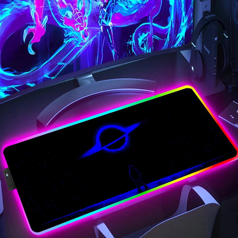 Gaming Mouse Pad LED Light Desk Mat XXL Computer Mousepad Astronaut 90x40 Backlight Keyboard Table Mat Mause RGB Carpet Keyboard