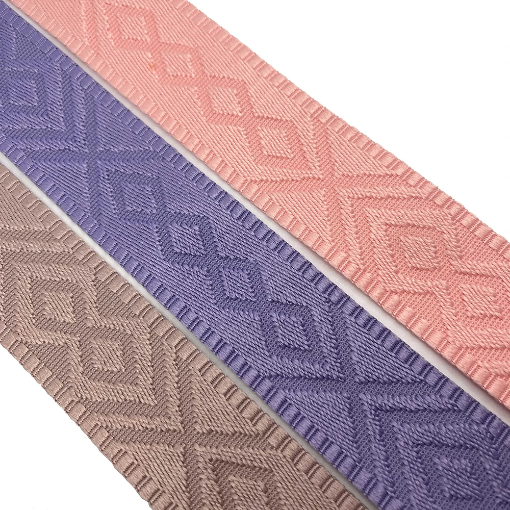 Double side Rhombus weaving pattern jacquard Polyester webbing 100% polyester tape strap 38mm wide