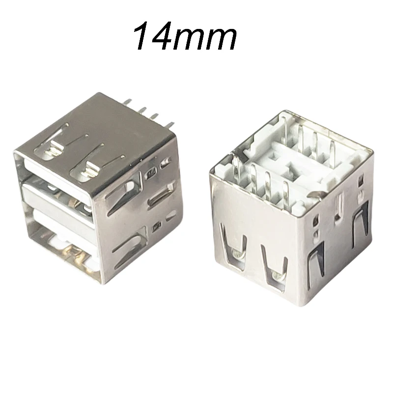 5pcs/lot Dual USB Connector Female 4 Bent/Straight Feet 8PIN DIP USB 2.0 Jack 180 Degree USB Female Socket L=17.0mm /14.0mm