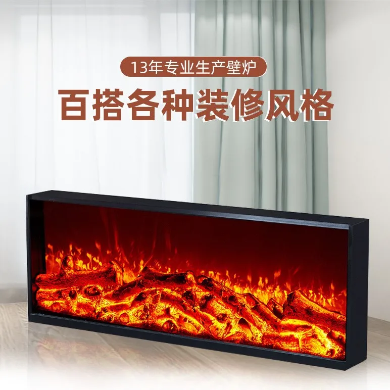 European Villa Electric Fireplace TV Cabinet, Recessed Heater with Realistic Glow