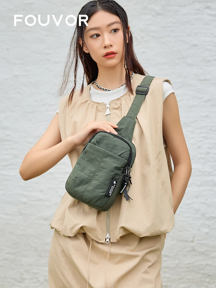

Fouvor 2025 New Fashion Sport Women's Chest Bag Small Outdoor Running Crossbody Bag Casual Canvas Waterproof Bum Bag 3043-11