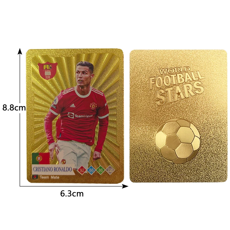 Tarjetas doradas de estrellas del fútbol, tarjetas de edición limitada de 27/55 piezas, Material plástico, juguetes de jugador de fútbol, paquete de