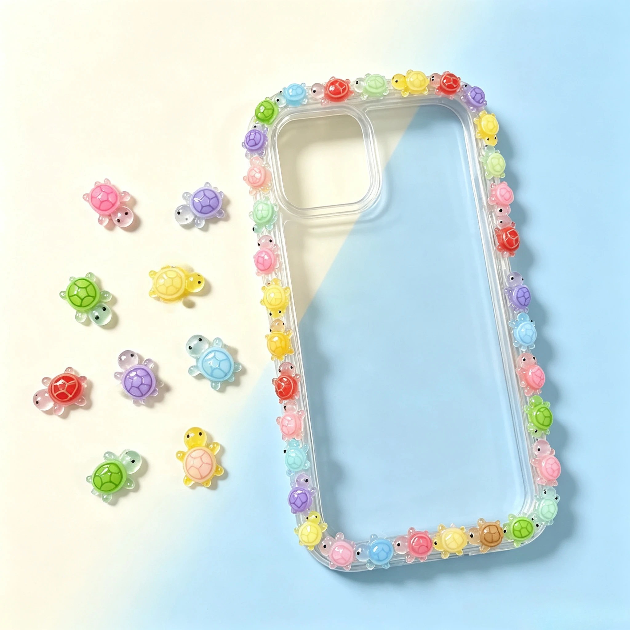 100Pcs Mini Colorful Lucky Turtle Resin Flat Back Cabochons  DIY Phone Case Side Decor Nail Art Handmade Craft Accessories