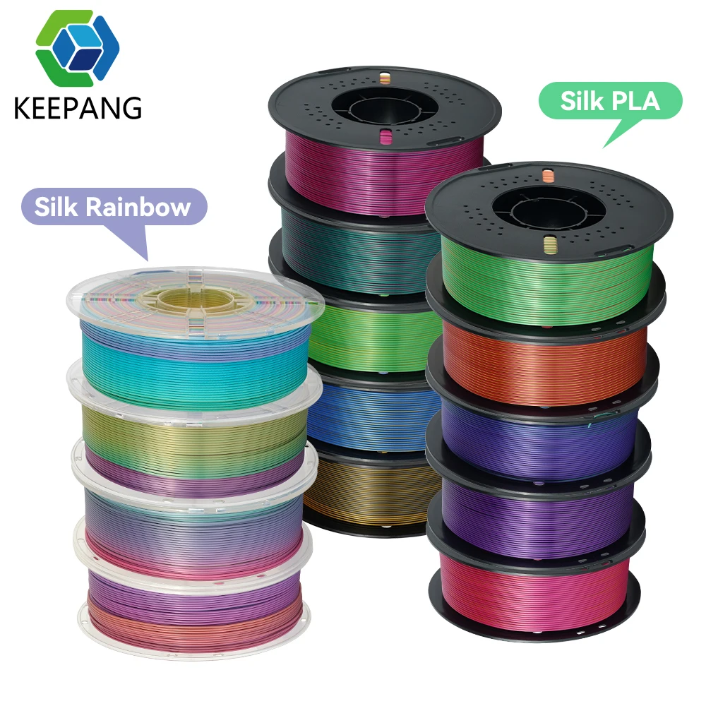 

KEEPANG шелковая нить PLA 1,75 мм, тройные цвета, нить для 3D-принтера, аккуратная рана, 1 кг, шелковая Радуга, материалы для 3D-печати, мультиколо