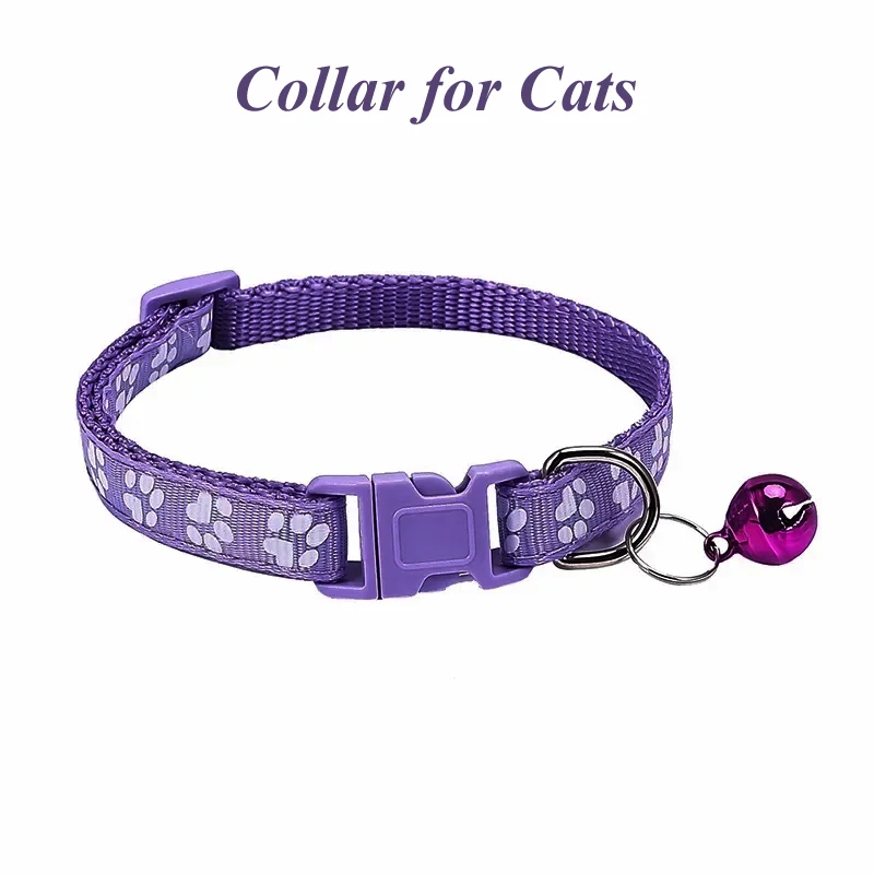 

Collar for Cats With Bell Cartoon Footprint Colorful Dog Puppy Kitten Adjustable Safety Ring Necklace Pet Cat Dog Accessories