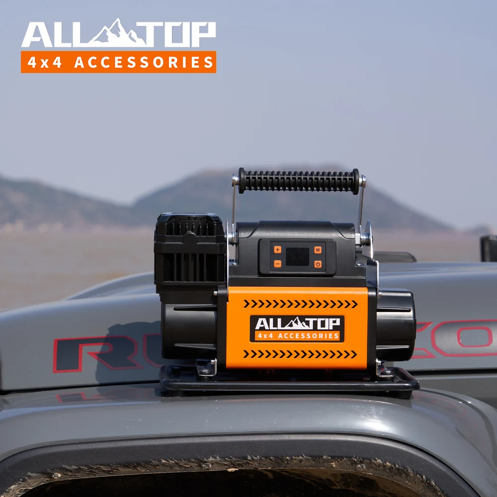 Compresor de aire ALL-TOP de 12 V con panel de control LCD para preestablecer la presión objetivo, inflador de bomba de aire de 150 PSI y 7,06 CFM para terrestres y pesados