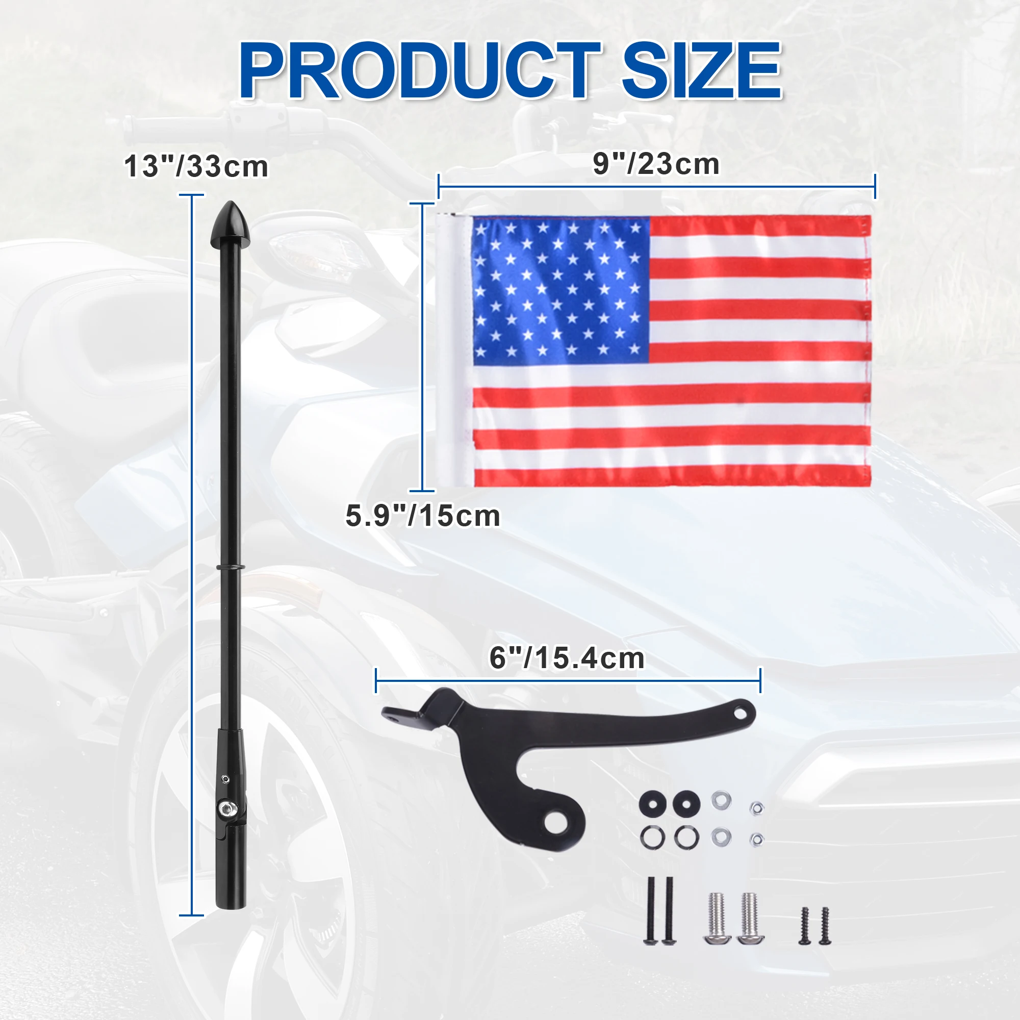 For Spyder F3/RT Accessories Trunk Mounted Folding Flag Pole Kit with Mutiple Flags Fits for Can AM Spyder RT 2020+, F3 LTD 2017