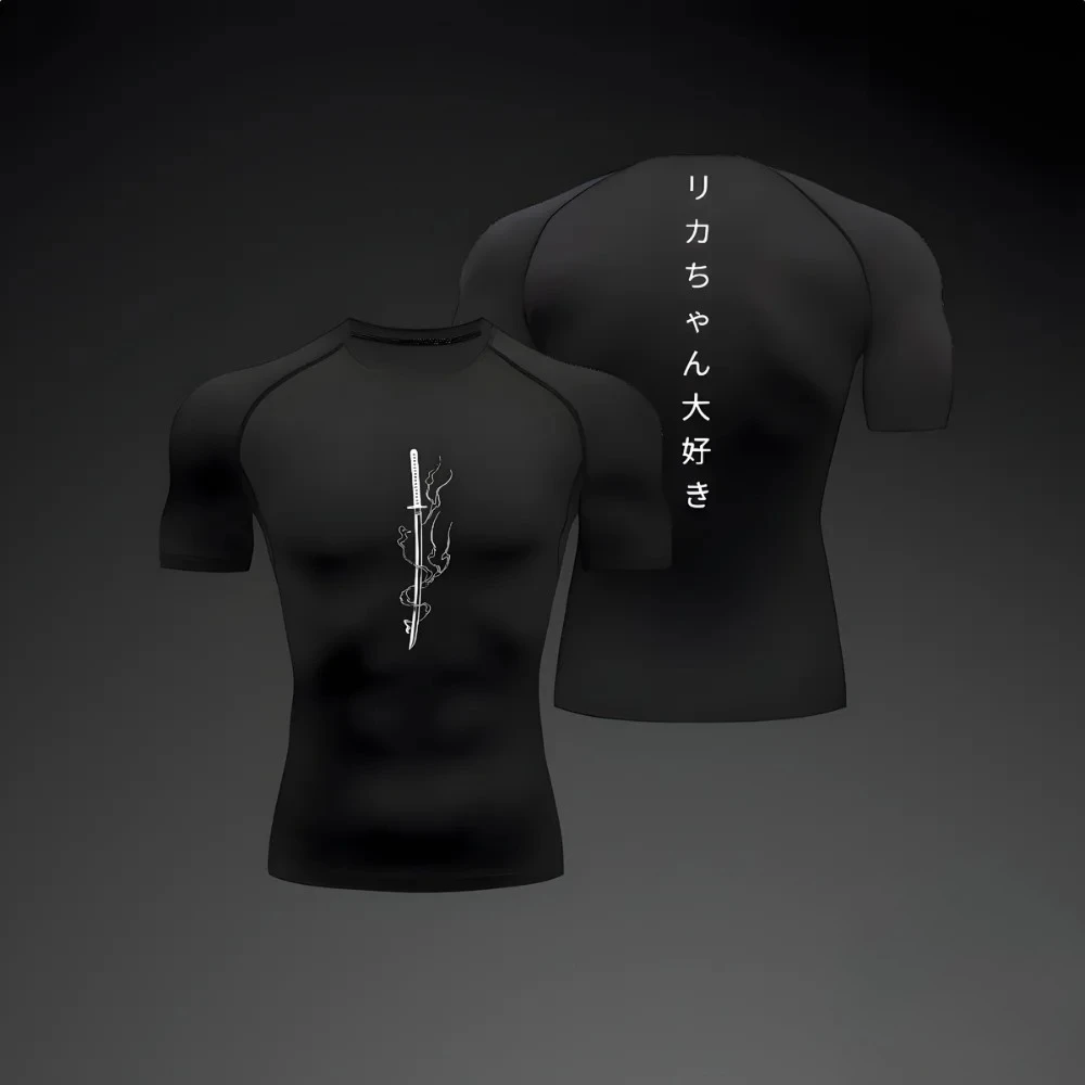 Été à manches courtes hommes Compression T-shirt sport course séchage rapide gymnastique entraînement Jogging t-shirts Rashguard Jiu Jitsu hauts