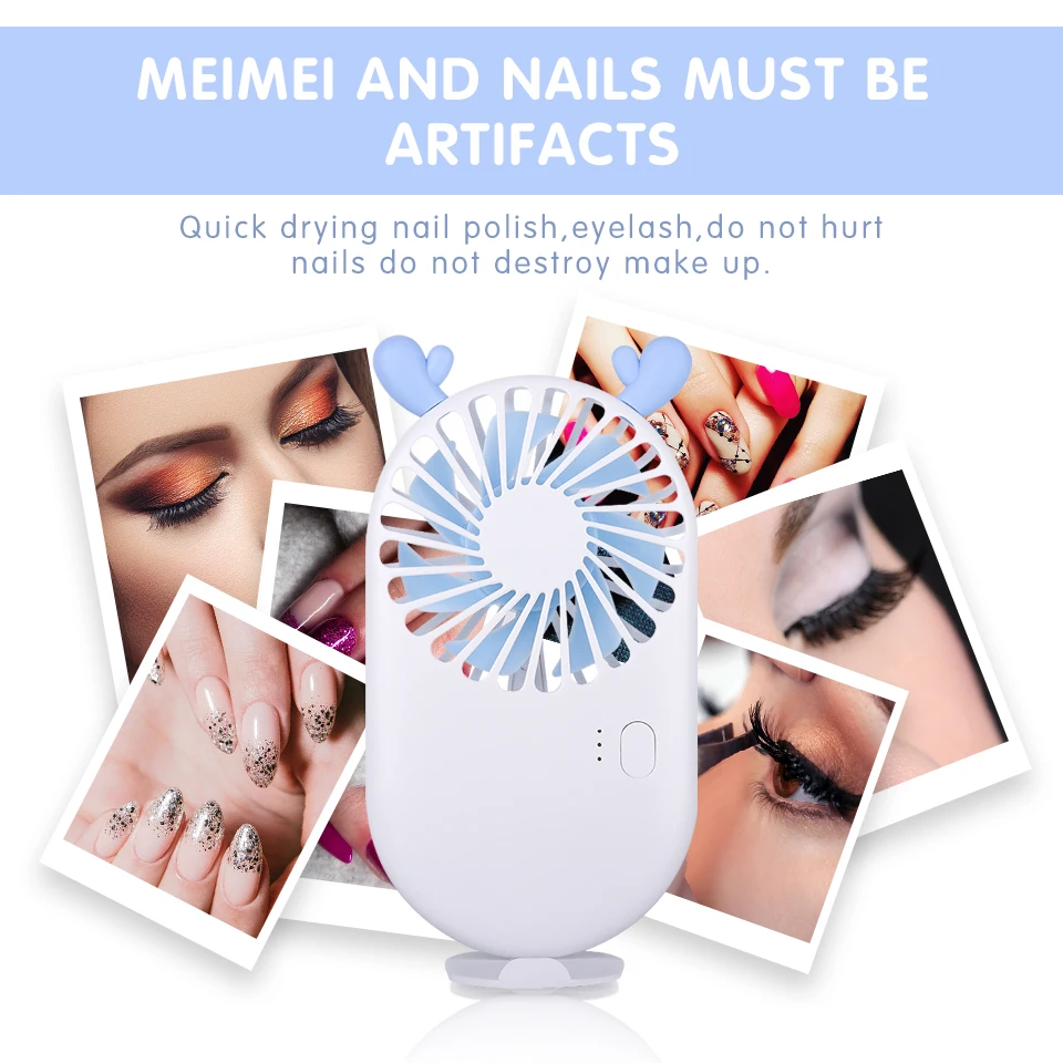 1개 귀여운 휴대용 미니 선풍기 핸드헬드 USB 충전식 선풍기 속눈썹 네일 빠른 건조 데스크탑 선풍기 여름 미니 기계 야외 도구