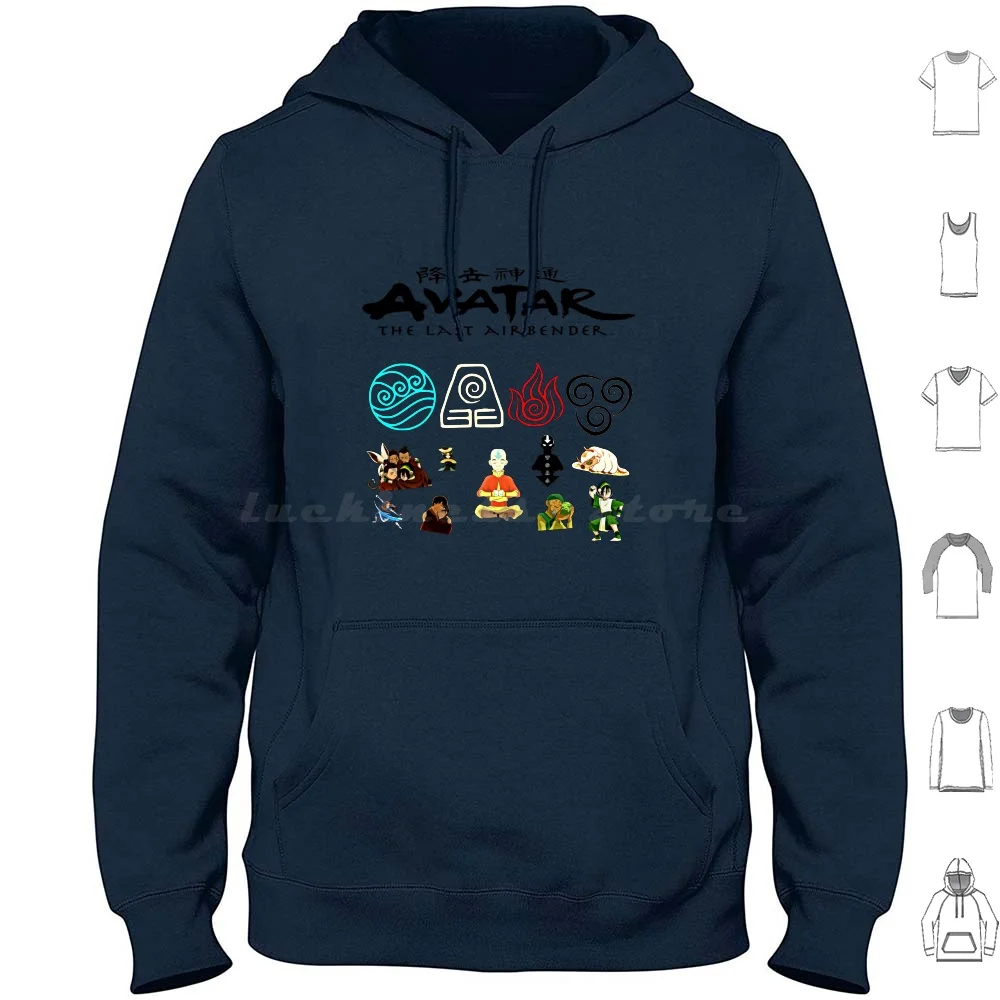 عبوات هوديي قطني بأكمام طويلة آخر Airbender Aang Atla Zuko Appa Sokka The Last Airbender Airbender Katara Toph Anime #1