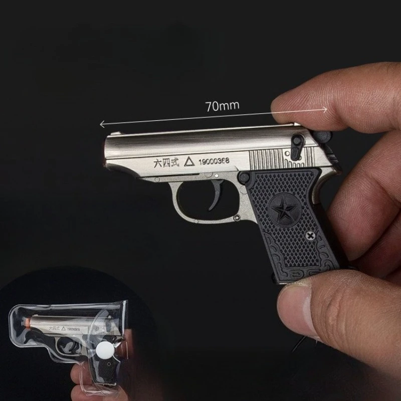 New 1:3 Mini Semi-alloy 64 Model Gun Metal Detachable Keychain Ornament Shell Pop-up Decompression Toy Men's Gift