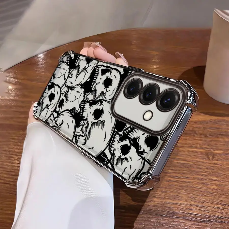 واضح غطاء القضية لسامسونج غالاكسي A21s A24 A52 A16 A17 A15 A13 A26 A25 A33 A35 A36 الرعب موضة الجمجمة الفن