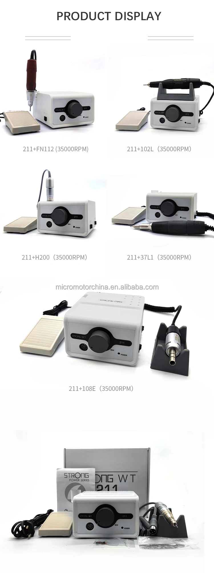 Portable Home Use Salons 65w Nail Drill 35000 Rpm  Desktop Strong 211 Electric File Manicure Pedicure Finger Acrylic Nail view 5