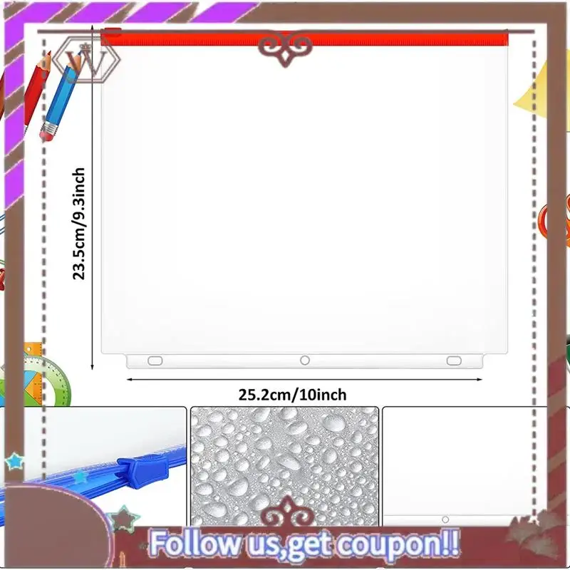 ABBG-40Pcs 3 Hole Binder Pockets A4 Size With Zipper Binder For 3-Ring Binder Loose Leaf Bags Waterproof