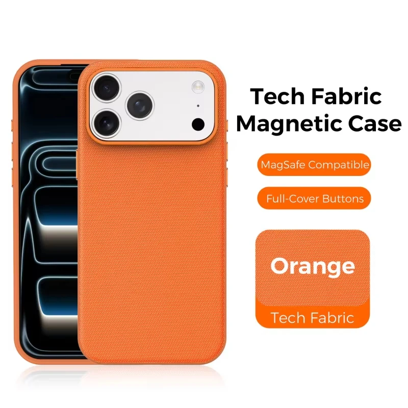 Neue Luxus-Tech-Gewebehülle mit magnetischer kabelloser Ladefunktion für iPhone 18 17 Air 13 12 Pro Max 16 15 14 Plus, stoßfeste Abdeckung – Detail 9