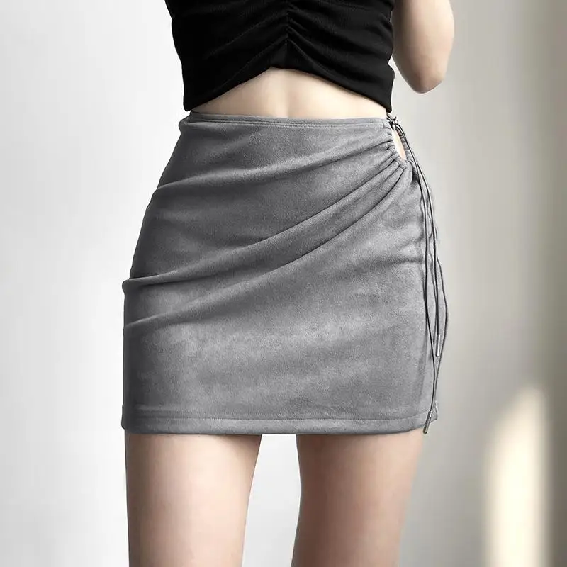 

High Waist Drawstring Slim Fit Color Street Fashion Summer New Women's Skirt Midi Skirt A-Line Skirt Batwing Type