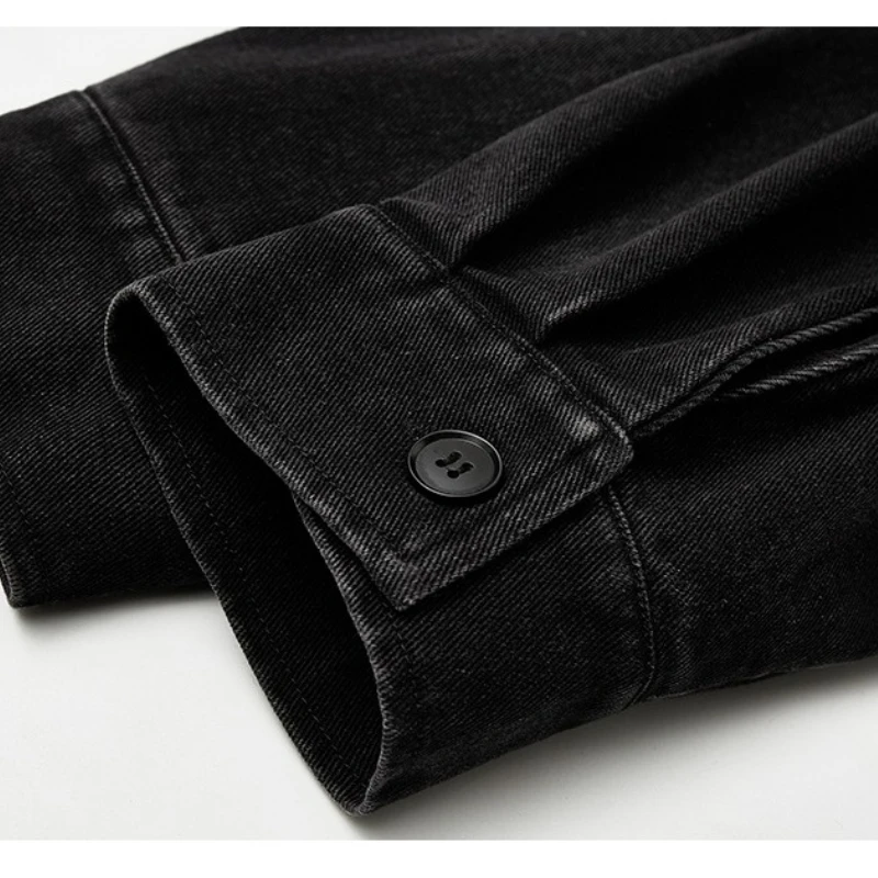 M-5XL الرجال خمر غسلها الدنيم قميص سترة المتضخم الشارع الشهير القطن مزيج تلاشى الأسود الأمريكية الرجعية الطبقات قميص