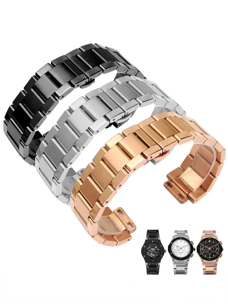 ل Hublot Yubo حزام ساعة اليد الانفجار الكبير الكلاسيكية الانصهار الرجال النساء الصلبة الفولاذ المقاوم للصدأ حزام الساعات سوار 27*19 مللي متر