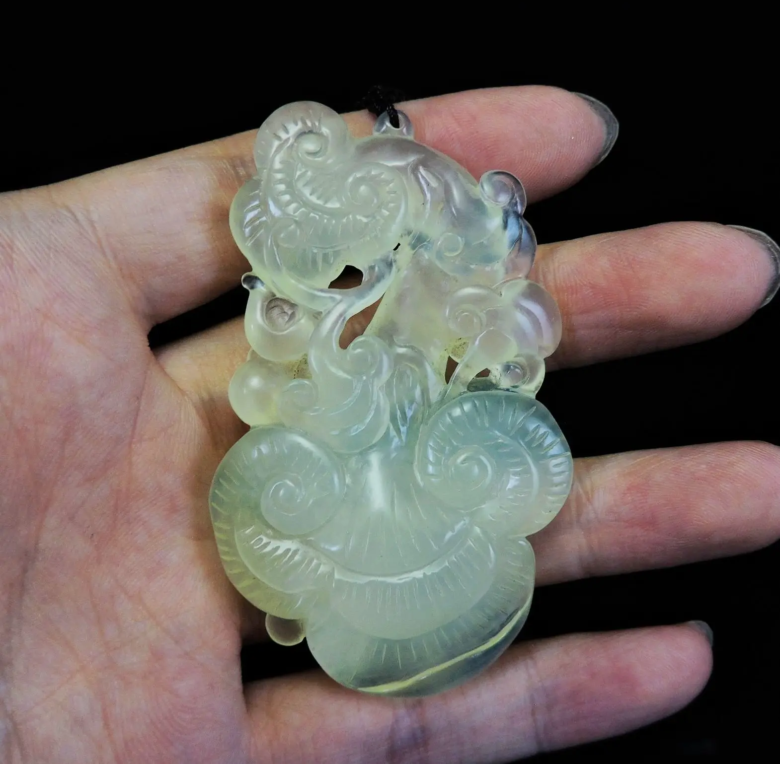 Jade Jewelry Natural Jade Pendant Necklace Hand-Carved Ruyi Jadeite Necklace Pendant Gift No Treatment 580i