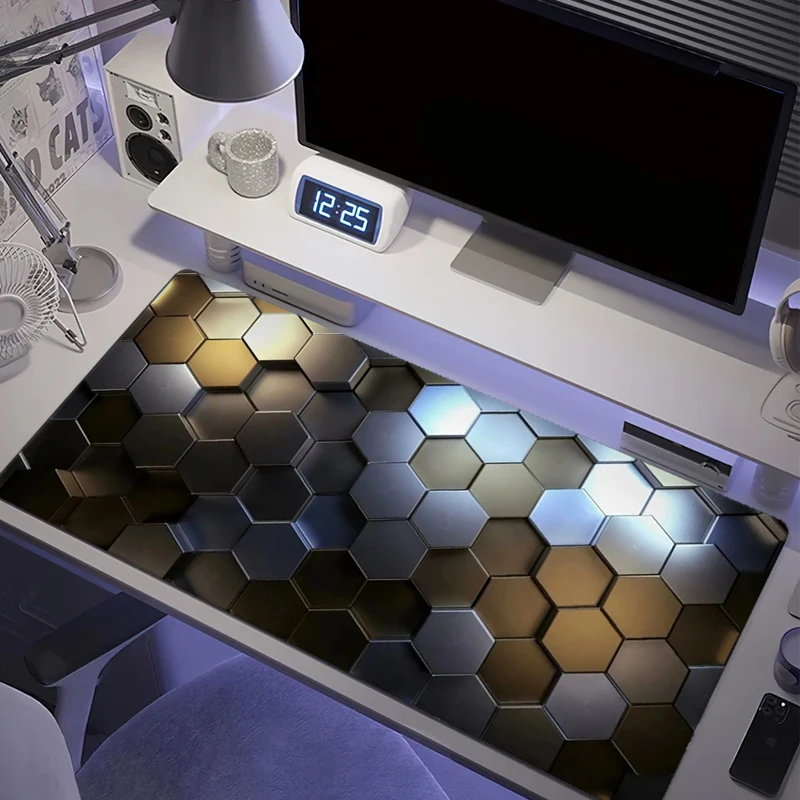 Geometric Pattern 3D Mouse Pad Computer Laptop Mouse Pad Office Large Gaming Mousepad Rubber Bottom Non-Slip Desk Mat 900X400