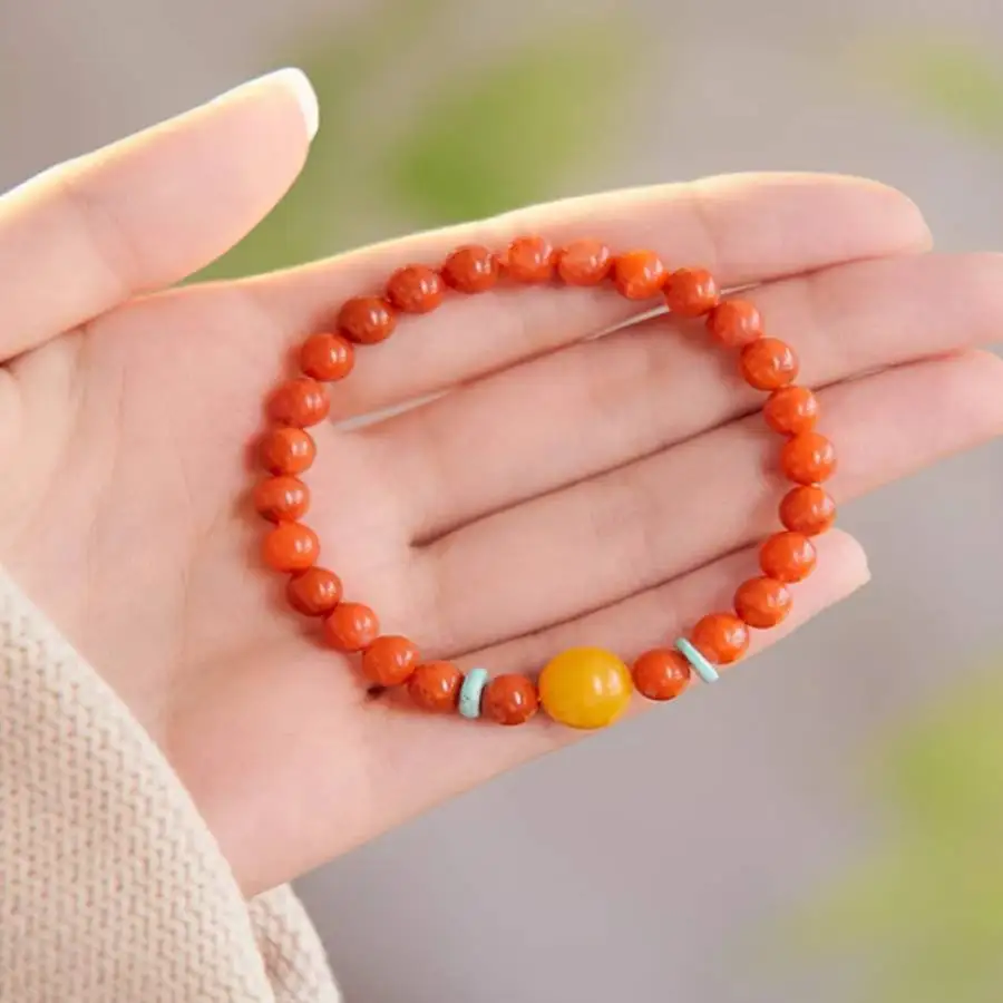 

Handmade Nanjiang carnelian beads bracelet,men's cuff button bracelet,Ramadan prayer bead,women's meditation,holiday gift