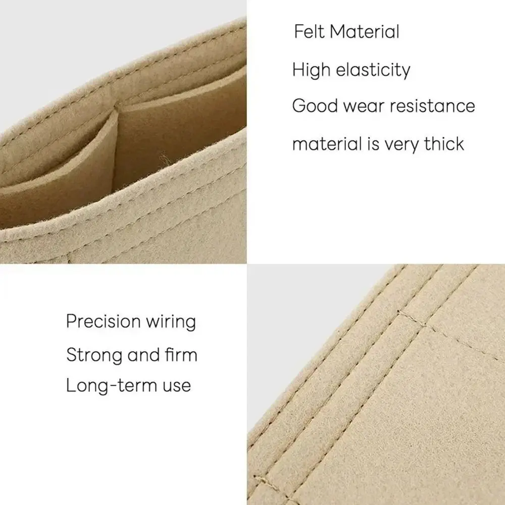 1Pcs New Storage Bags Insert Bag Felt Multi-Pocket Linner Bag Travel Portable Bag Organizer for Longchamp Mini Bag