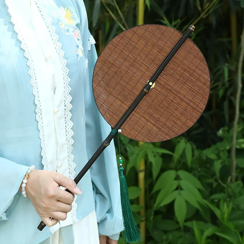 Chinese Bamboo Waist Fans Summer Cooling Hand Fan Rotating Folding Portable Group Fan Retro Fan Decoration