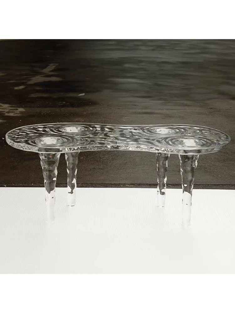 Simple modern light luxury dining table tea room crystal tea table transparent resin household desk