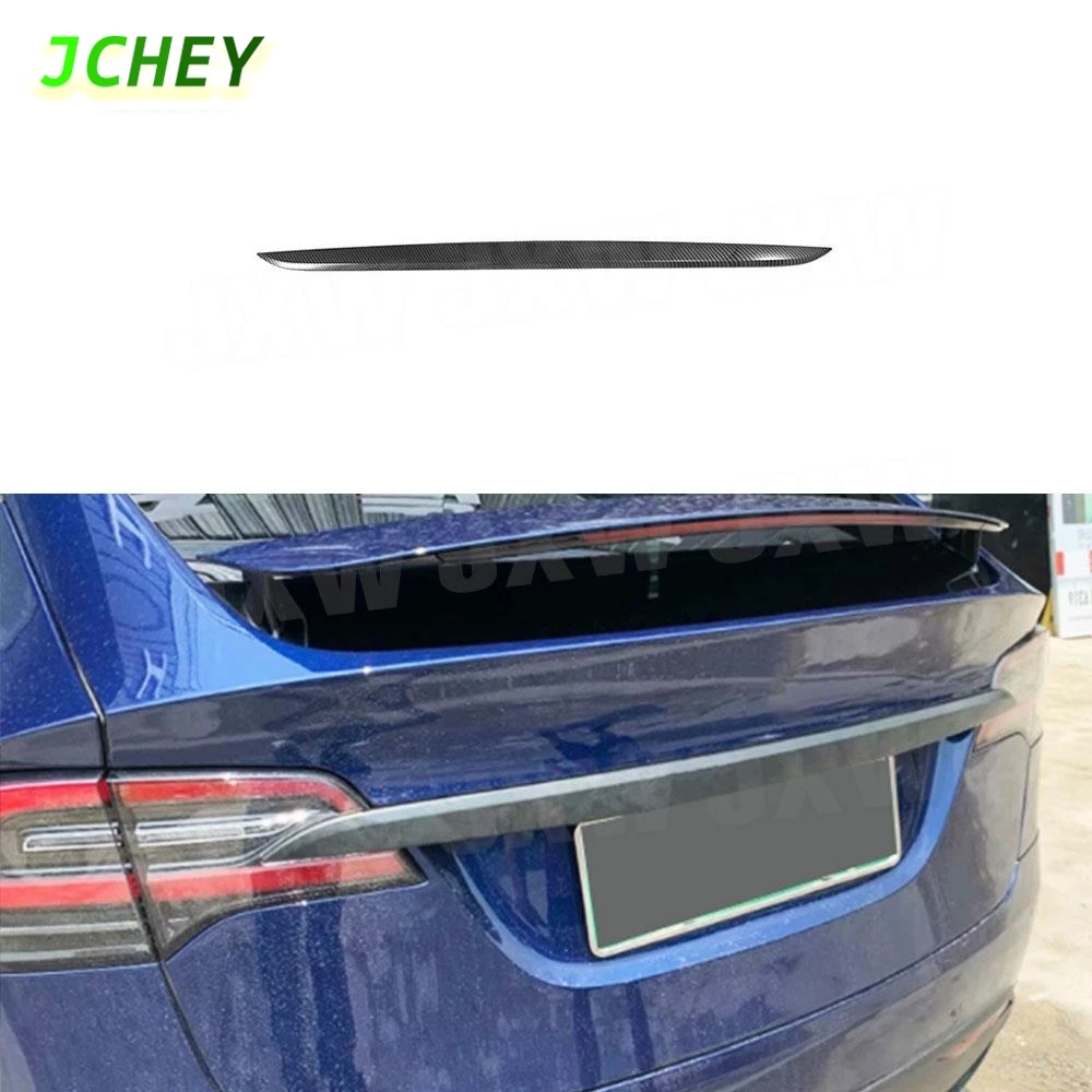 

JCHEY Carbon Fiber Rear Trunk Door Trim Cover Sticker For Tesla Model X SUV 2020 Car ABS Carbon Look